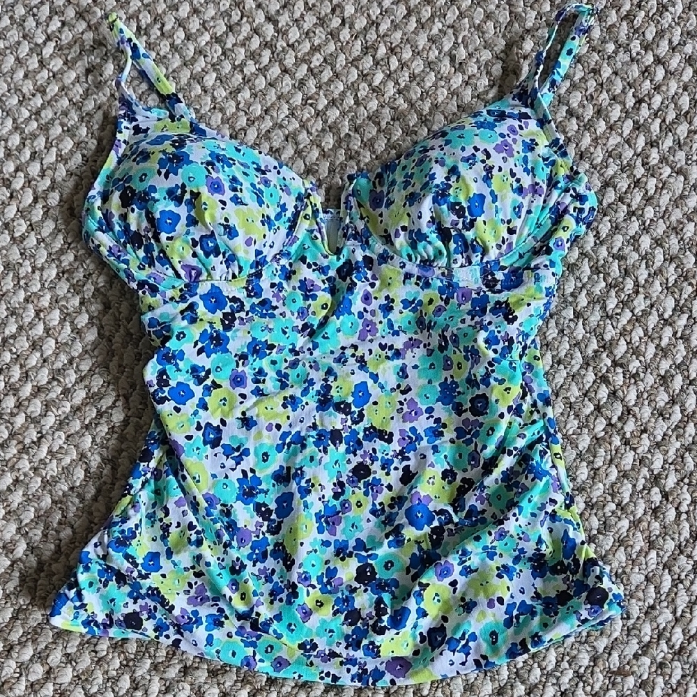 Anne Cole Blue and Green Floral Tankini